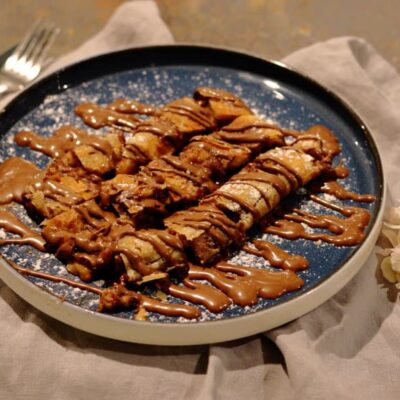 Bougatsa with chocolate sauce