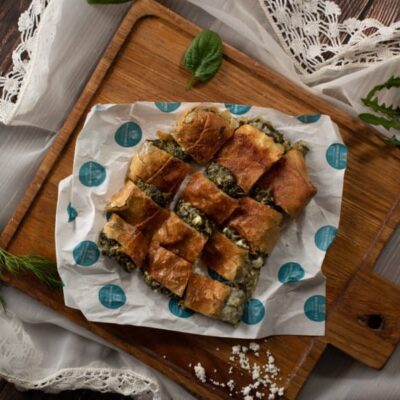 Green Bougatsa with cretan sour Myzithra